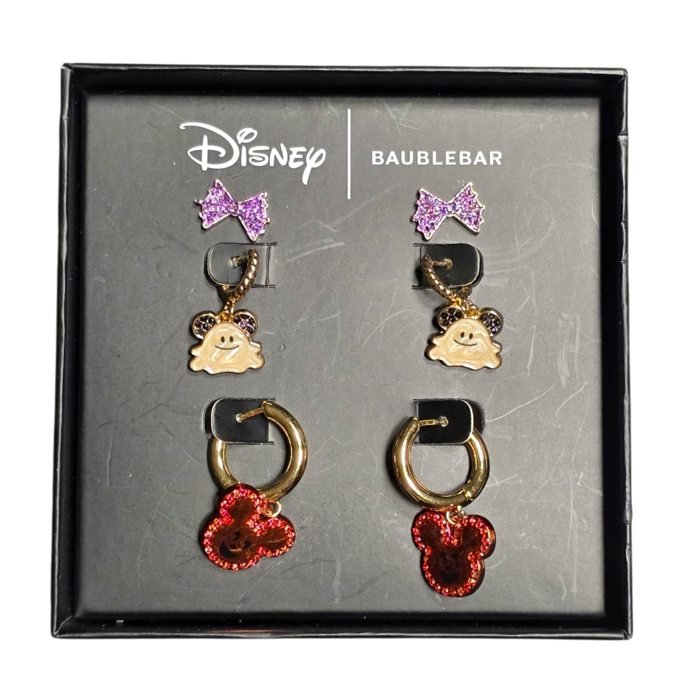 BaubleBar Disney Mickey Mouse Assorted 3 Pair Earings - NIB Set